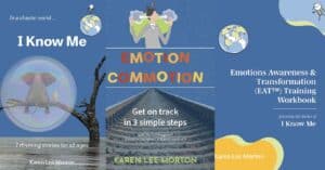 The EAT Program™ book covers: I Know Me, Emotion Commotion, and The Emotions Awareness and Transformation Training Workbook.